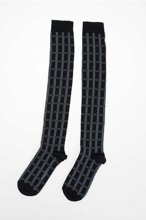 Marni Stretch Fabric Checked High Socks Größe 12