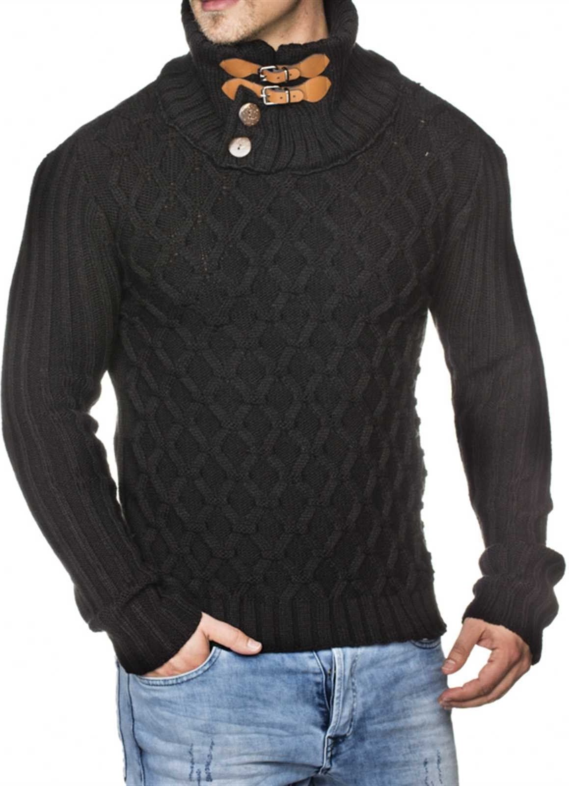 Tazzio Rundhalspullover »16489« moderner & zeitloser Grobstrick Pullover mit Stehkragen, schwarz