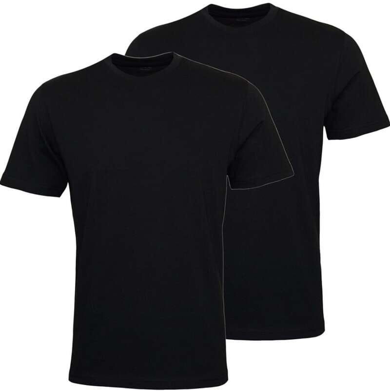 RAGMAN Regular Fit T-Shirt Rundhals Doppelpack schwarz, Einfarbig