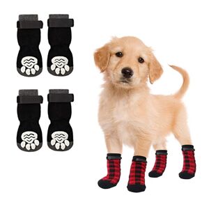 shopnbutik 4 stk Hundestrikket åndbart fodtøj Skridsikre udendørs dyrestrømper, Størrelse: M (sort)