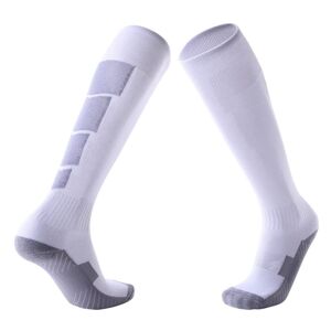 Shoppo Marte Adult Non-Slip Over-Knee Football Socks Thick Comfortable Wear-Resistant High Knee Socks(White Grey)