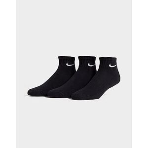 Nike 3 Pack Cushioned Quarter Sokker Herre, Black