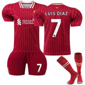 2024-2025 Liverpool hjemme fodboldtrøjesæt til børn med sokker nr. 7 Luis Diaz 22