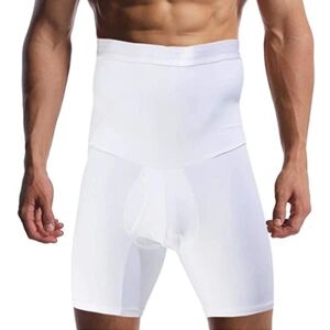 BATTERY Män Shapewear Bantning Body Shaper Shorts Magkontroll Boxer Trosor Hvid L