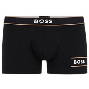 Boss Stretch-cotton trunks with stripes and branding