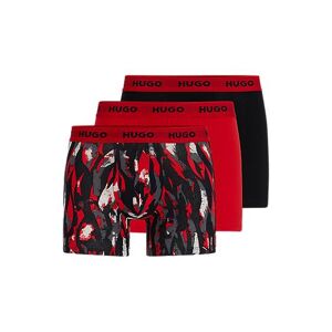 HUGO Three-pack of stretch-cotton boxer briefs with logo waistbands