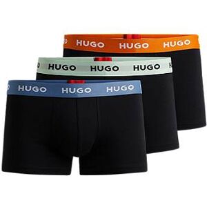 HUGO Three-pack of stretch-cotton trunks with logo waistbands