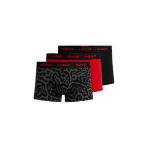 HUGO Three-pack of stretch-cotton trunks with logo waistbands