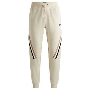 Boss Cotton-terry tracksuit bottoms with signature-stripe tape