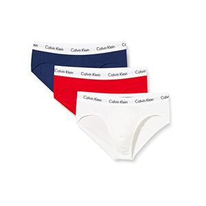 Calvin underwear, men's casual briefs, 3-pack HIP BRIEF, multicolor (WHITE / RED GINGER / PYRO BLUE I03), M
