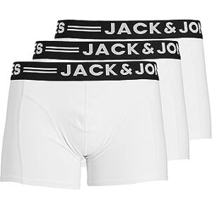 JACK & JONES Men's Sense Trunks Pack of 3 Boxer Shorts (Sense Trunks 3-pack) White Plain, size: m