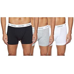 Calvin Men's Boxer Shorts, Low Rise Trunks, Cotton, with Stretch, Pack of 3, black/white/grey heather