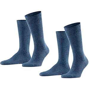 FALKE Men's Swing Doppelpack Calf Socks, Blue (Navyblue Meliert 6490), 6/8 (Manufacturer size: 39-42)