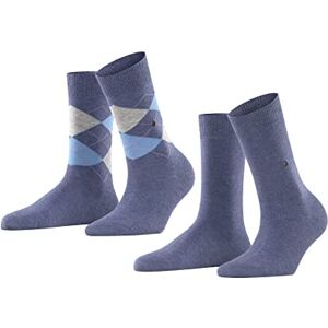 Burlington Everyday Mixed Pack of 2 Pairs of Cotton Socks, Size 36-41 (UK 4-8), Men's Black, Grey, Many Other Colours Reinforced Men's Socks with Pattern, Breathable, Checked with Argyle and Plain in Multiple Pack, 1 Pair -