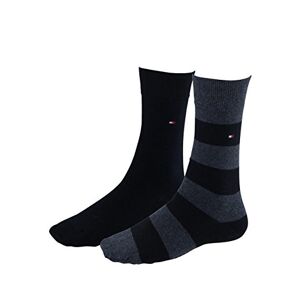 Tommy Hilfiger Men's Socks Pack of 2 (Th Men Rugby Sock 2p) Black (Black) Striped, size: 39-42