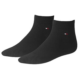 Tommy Hilfiger Men's TH Men's Quarter 2P Sneaker Socks 2 Pairs (Th Men Quarter 2p) Black (Black 200) Plain, size: 43-46