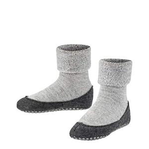 FALKE Unisex Children's Cosyshoe House Socks, Wool, Black, Grey, Many Other Colours, Reinforced Slipper Socks without Pattern, Breathable, Plain, Nub, Print, Non-Slip on the Sole, 1 Pair, Grey (light grey 3400)