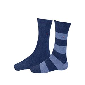 Tommy Hilfiger Men's Socks Pack of 2 (Th Men Rugby Sock 2p) Blue (Jeans 356) Striped, size: 39-42