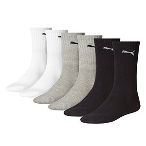 PUMA Unisex Sports Socks, Cush Crew, 6 pairs, Grey/White/Black, 35-38