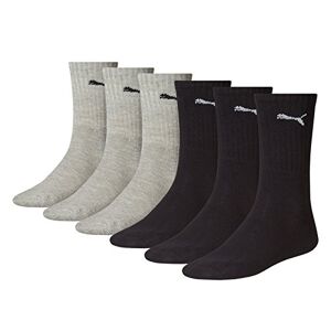 PUMA Unisex Sports Socks, Cush Crew, 6 pairs, Black / Grey, 39-42