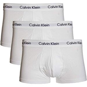 Calvin Klein Men's Boxer Shorts, Low Rise Trunks, Cotton, with Stretch, Pack of 3, White