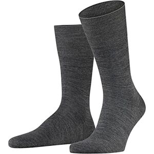 FALKE Airport New Wool Cotton Men's Socks Black White Many Other Colours Reinforced Men's Socks without Pattern Breathable Thick Plain, 1 Pair, Grey (Dark Grey 3070), 41-42