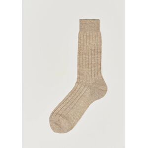 Bresciani Linen Ribbed Short Socks Sand Melange men L (43-44) Beige