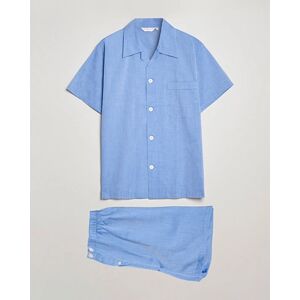 Derek Rose Shortie Cotton Pyjama Set Blue men L Blå