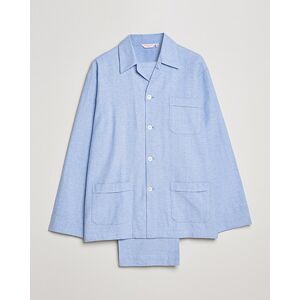 Derek Rose Brushed Cotton Flannel Herringbone Pyjama Set Blue men L Blå