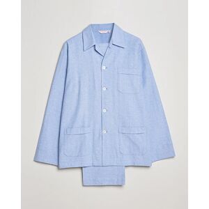 Derek Rose Brushed Cotton Flannel Herringbone Pyjama Set Blue men L Blå