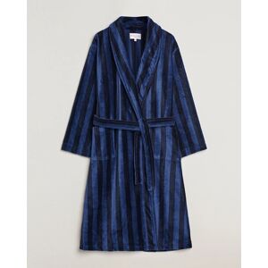 Derek Rose Cotton Velour Striped Gown Navy/Blue men XL Blå