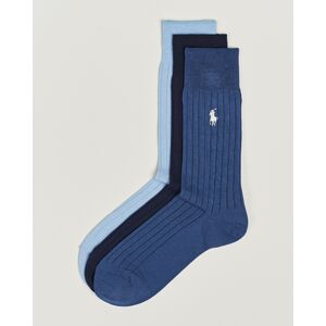 Polo Ralph Lauren 3-Pack Egyptian Rib Crew Sock Blue Combo men 39-42 Blå