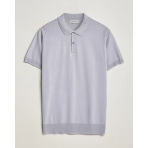 John Smedley Leyburn Merino/Sea Island Cotton Polo Silver men L Grå