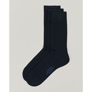 Amanda Christensen 3-Pack Icon Wool/Cotton Socks Dark Navy men 43-44 Blå