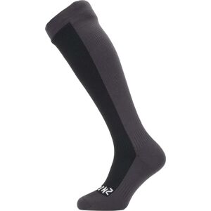 Sealskinz Waterproof Cold Weather Knee Length Sock Black/Grey L, Black/Grey