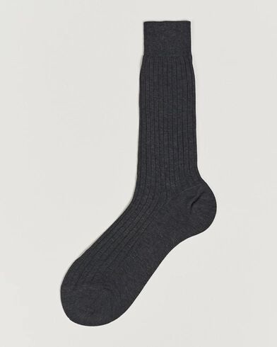 Bresciani Cotton Ribbed Short Socks Grey Melange men M-41/42 Grå