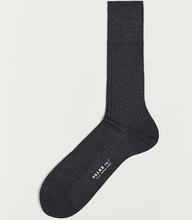 Falke No. 7 Finest Merino Ribbed Socks Anthracite Melange men 45-46 Grå