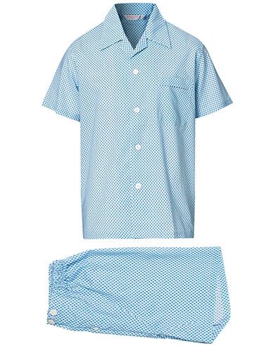 Derek Rose Shortie Printed Cotton Pyjama Set Blue men L Blå