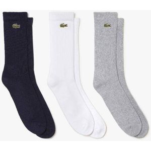 Calcetines Lacoste Sport Corte Alto Gris Blanco Azul 3 Pares -  -43-46