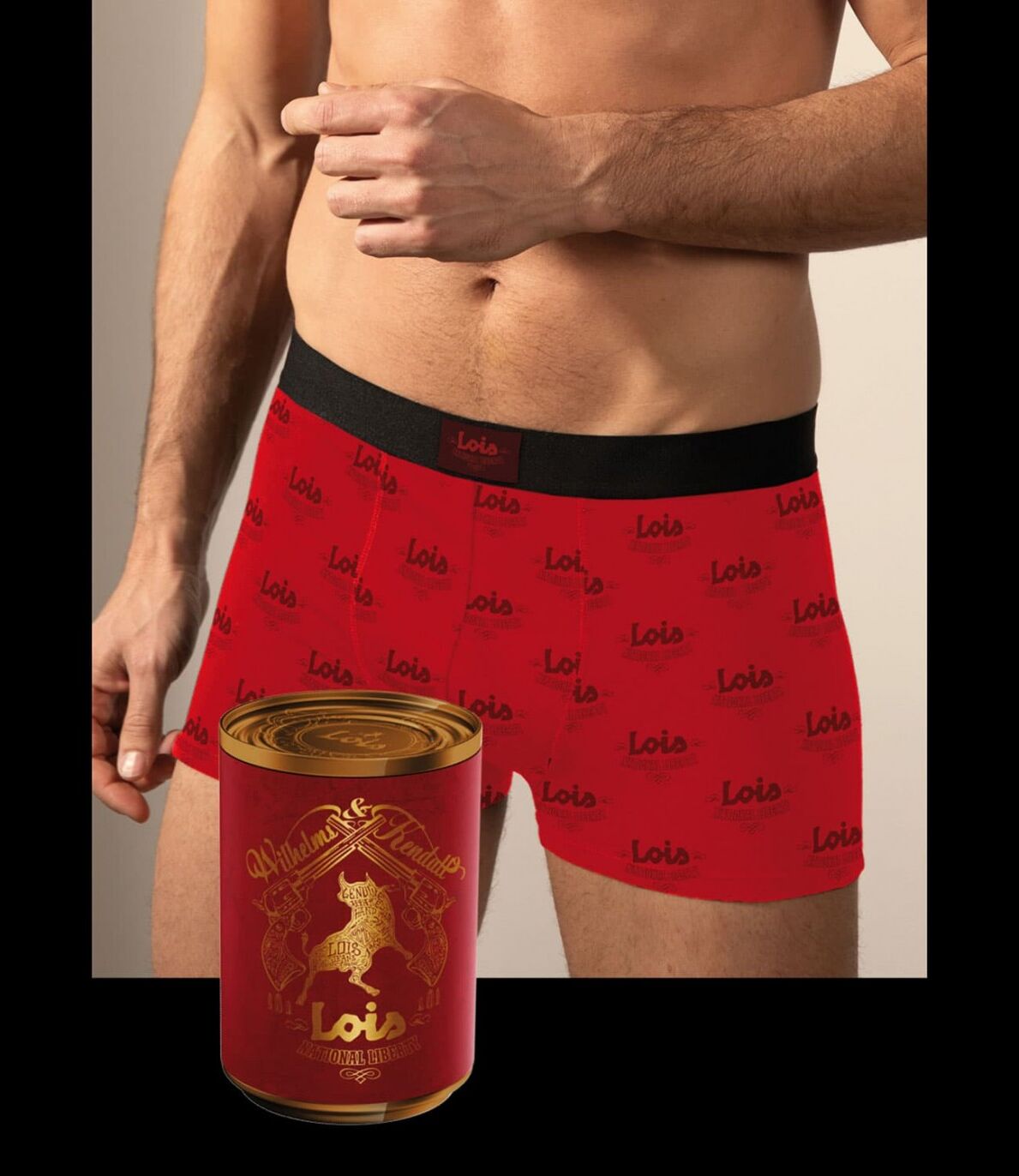 BOXER Y BOTE METAL REGALO HOMBRE LOIS 48253 Rojo SG/XL