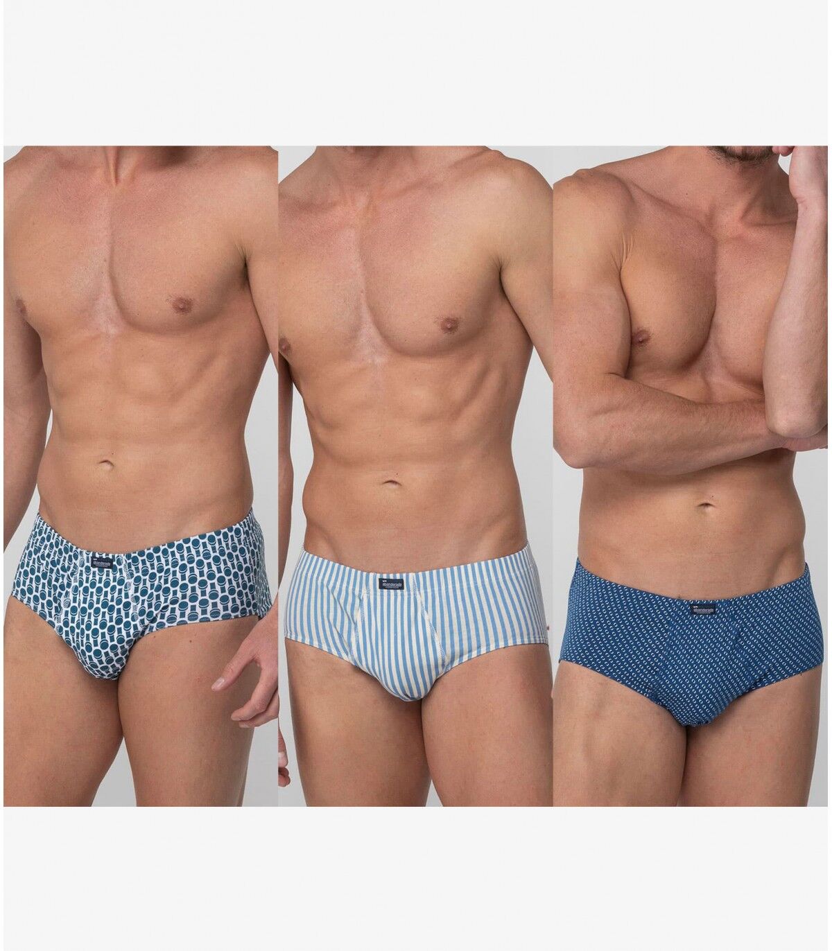 Pack 3 slip abiertos Abanderado 90 1PF MIX AZUL RETRO M48 Surtido 3 colores