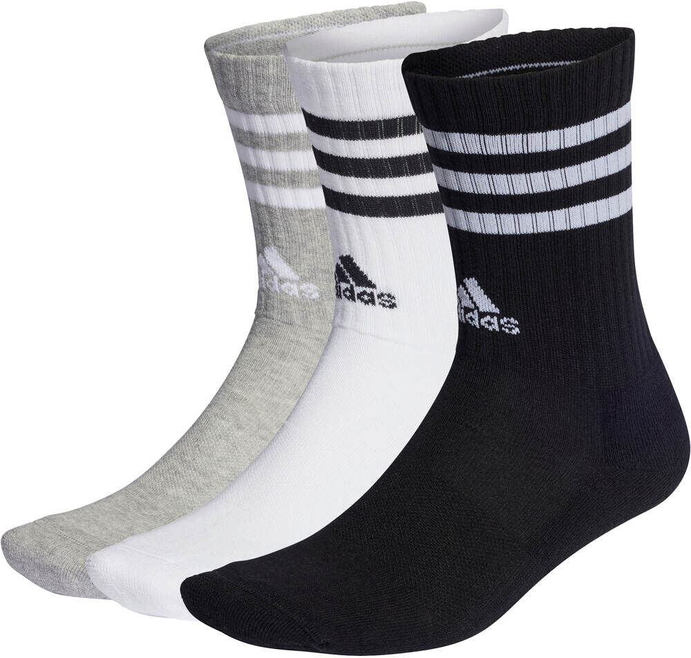 Adidas cushioned 3 bandas 3 pares calcetines deportivos Negro (46-48)