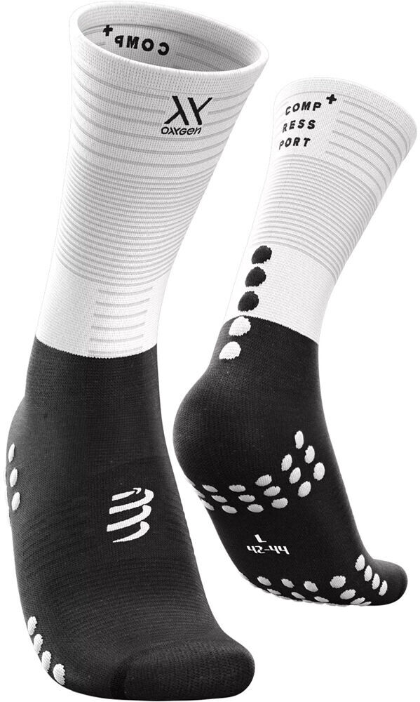 Compressport mid compression socks calcetines running Blanco (1)