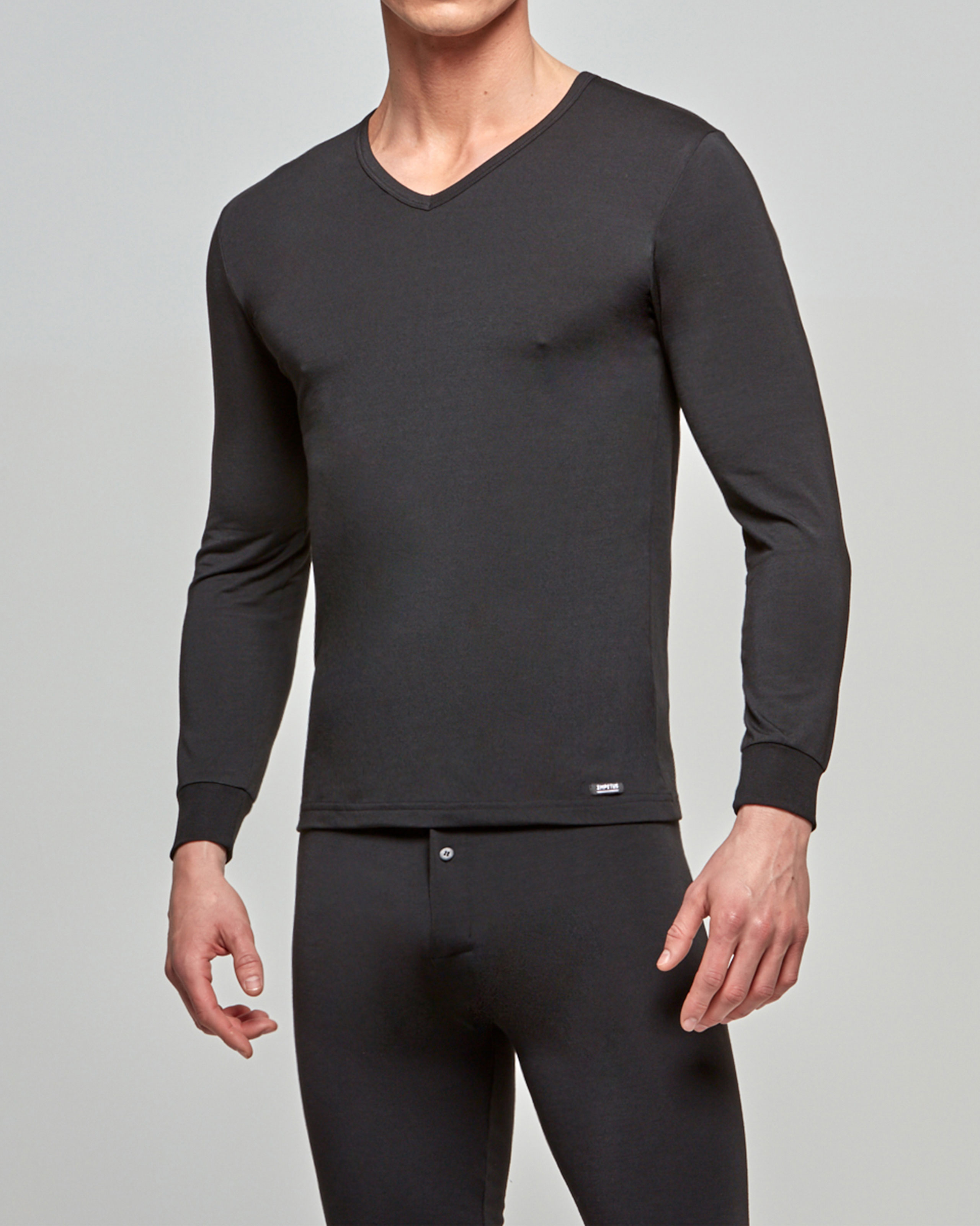 IMPETUS Camiseta de hombre cuello en Pico Thermo NEGRO (L)