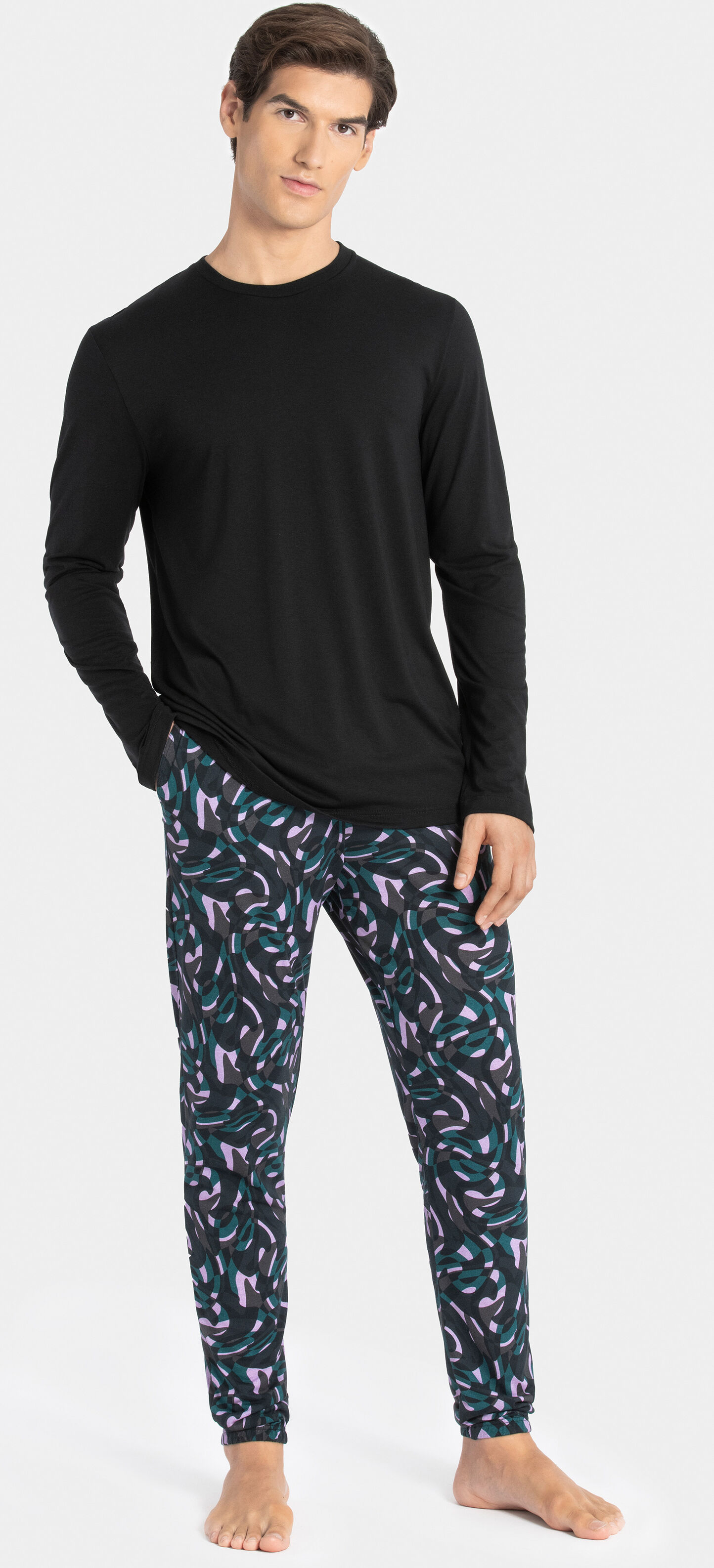 IBYIMPETUS Pijama largo de hombre Lyocell NEGRO