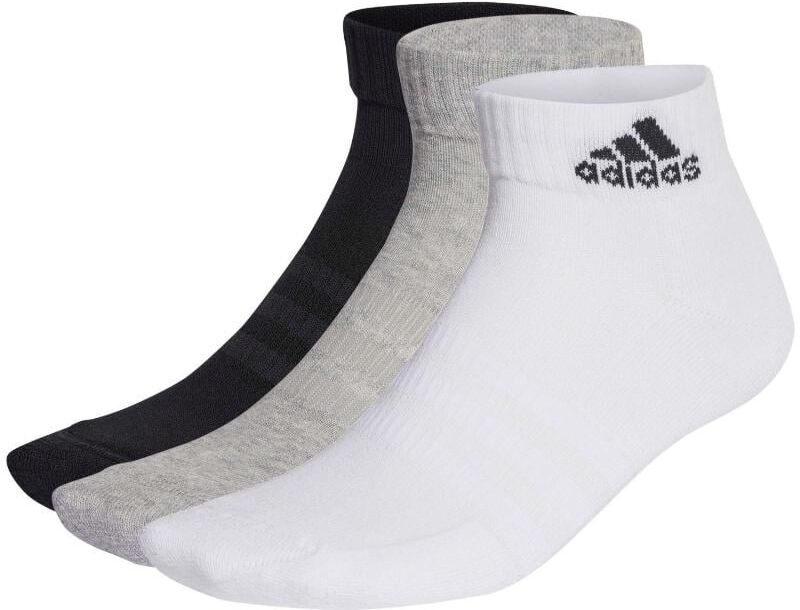 Calcetines Adidas Cushioned Blanco Negro Gris 3 pares -  -43-45