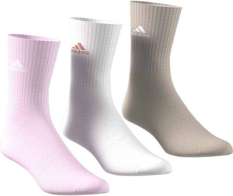 Calcetines Adidas Cushioned Clasico Blanco Rosa Beige 3 Pares -  -43-45