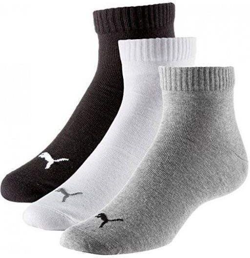 Calcetines Puma Quarter Negro Blanco Gris 3 pares -  -39-42