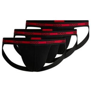 HUGO Three-pack of stretch-cotton jock straps with logos