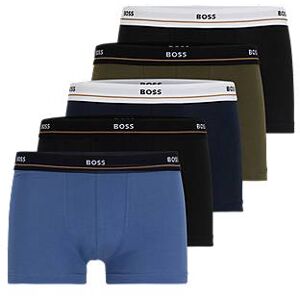 Boss Five-pack of stretch-cotton trunks with logo waistbands